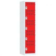 Szafa szatniowa Vinco, o konstrukcji spawanej, 1 słupek, 5 boksów, 400 mm, zamek cylindryczny, szara/czerwona, Manutan