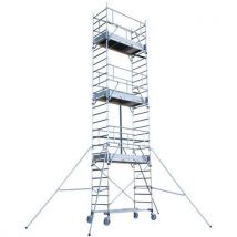 Aluminiowe rusztowanie jezdne Totem 2 Line Tubesca-Comabi, długość podestu 2,43 m, wysokość robocza 9,85 m, Manutan