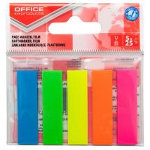 Zakładki indeksujące OFFICE PRODUCTS, standard, PP, 12x45mm, 5x25 kart., zawieszka, mix kolorów, Manutan