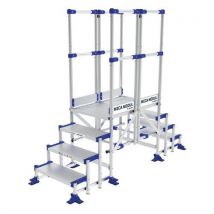 Pomost modułowy Meca z balustradą Tubesca-Comabi, 2 poręcze, 4 stopnie, długość podestu 2 m Manutan