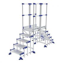 Pomost modułowy Meca z balustradą Tubesca-Comabi, 2 poręcze, 5 stopni, długość podestu 0,5 m, Manutan