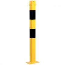 Metalowy słupek odgradzający Crash Stop, czarno-żółty, wysokość 100 cm, z oczkami Manutan