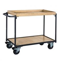 Wózek półkowy Manutan Expert Rebord H z uchwytem, do 250 kg, 2 półki, 82,7 x 116,3 x 61,3 cm,