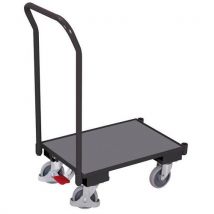 Variofit Wózek platformowy Euro z uchwytem, do 250 kg, krawędź 10 mm, 74 x 41,5 x 100 cm, szary, Manutan