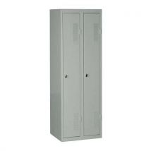 Duro Mont Szafa szatniowa składana DURO MONT, konstrukcja spawana, 2 przedziały, szary/szary, zamek cylindryczny Manutan
