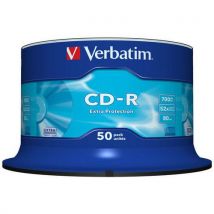 Płyta CD-R VERBATIM, 700MB, prędkość 52x, cake, 50szt., ekstra ochrona, Manutan