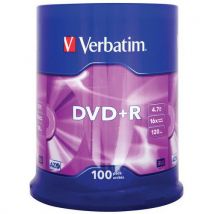 Płyta DVD+R VERBATIM AZO, 4,7GB, prędkość 16x, cake, 100szt., srebrny mat, Manutan