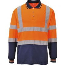 Portwest Dwukolorowa koszulka polo z długimi rękawami, niebieski/pomarańczowy, rozm. XXXL, Manutan