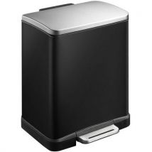 EKO Kosz na śmieci z pedałem 10 + 9 l E-Cube czarny / matowa stal nierdzewna, Manutan