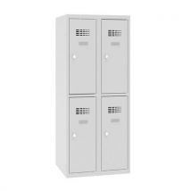 Malow Szafka szkolna niska, 4 przegrody, 300 mm, szaro-szary, zamek obrotowy Manutan