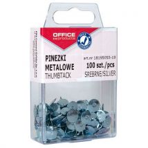 Pinezki metalowe OFFICE PRODUCTS, w pudełku, 100szt., srebrne, Manutan