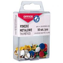Pinezki kolorowe OFFICE PRODUCTS, w pudełku, 50szt., mix kolorów, Manutan