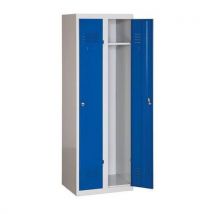 Duro Pop Szafa szatniowa DURO POP, konstrukcja spawana, 2 przedziały, szary/niebieski, zamek cylindryczny Manutan