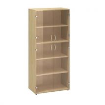 Alfa Office Szafka wysoka szeroka Alfa 500, 178 x 80 x 45,8 cm, ze szklanymi drzwiczkami, dekor dzika grusza, Manutan