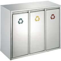 V-Part Kosz do sortowania odpadów 3 x 8 l matowa stal nierdzewna Manutan