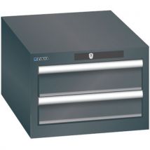 Szafka warsztatowa Lista, 2 szuflady - 2x100mm, czarna Manutan