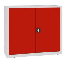 Szafka warsztatowa metalowa, 104 x 120 x 43,5 cm, 2 półki, szaro-czerwona, Manutan