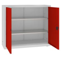 Malow Szafka warsztatowa metalowa, 104 x 120 x 43,5 cm, 2 półki, szaro-czerwona Manutan