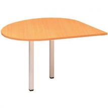 Alfa Office Dostawka do stołu Alfa 200 z białą podstawą, 120 x 120 x 74,2 cm, kropla, wersja prawa, dekor buk Bavaria, Manutan