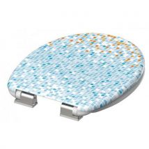 Deska klozetowa Schütte, soft close, Mosaik Blau-Orange, Manutan