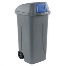 Mobil Plastic Plastikowy pojemnik na odpady zewnętrzny, pojemność 100 l, szary/niebieski Manutan