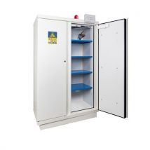 Szafa bezpieczeństwa Trionyx do przechowywania akumulatorów, 195 × 113,7 × 62 cm, alarm gaszący system, 4 półki, Manutan