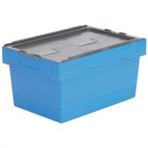 UTZ Plastikowe pudełko transportowe z kolorową pokrywą, 55 l, szare, Manutan