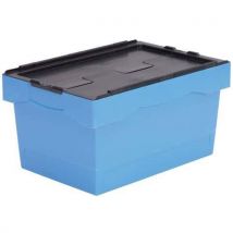 UTZ Plastikowe pudełko transportowe z kolorową pokrywą, 55 l, czarne, Manutan