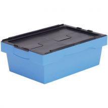 UTZ Plastikowe pudełko transportowe z kolorową pokrywą, 38 l, czarne Manutan