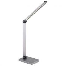 Lampa stołowa LED Platinet 10 W, ładowanie bezprzewodowe, port USB, srebrna,