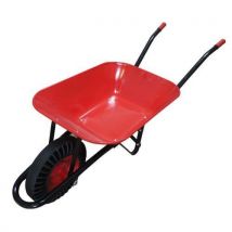 TopTrade TOPTRADE taczka budowlana czerwono-czarna, skrzynia ładunkowa tłoczona, koło pneumatyczne, 60 l, Manutan