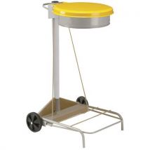 Stojak przejezdny Manutan Expert Kelis do worków na śmieci, z pokrywą, żółty