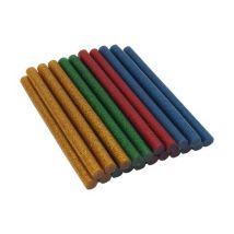 TopTrade TOPTRADE klej termotopliwy, 4 kolory z brokatem – czerwony, żółty, niebieski, zielony 7,5 x 100 mm, 20 szt. Manutan