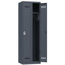 Szafa szatniowa Vinco, o konstrukcji spawanej, 2 przedziały, 300 mm, zamek obrotowy, antracyt/antracyt Manutan