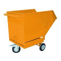 Mobilny kontener wywrotka z kieszeniami na wózek widłowy, pojemność 400 l, żółty Manutan