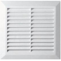 REFLEX kratka wentylacyjna, plastikowa, biała, kwadratowa, z siatką, 200 x 200/160 x 16 0 mm, wylot 150 mm Manutan