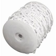 Novap Łańcuszek plastikowy na szpuli 8 mm x 50 m, kolor biały, Manutan