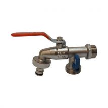 Zawór ogrodowy, z adapterem, zawór 2 x 1/2 + końcówka 3/4 Manutan