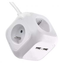 Przedłużacz kostka Emos z USB, 4 gniazda, 1,9 m, Manutan