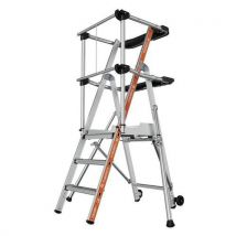 Podest aluminiowy Raptor Tubesca-Comabi, dwie półki, 3 stopnie Manutan