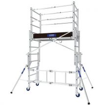 Aluminiowe rusztowanie jezdne Z-Tower Tubesca-Comabi, długość podestu 1,3 m, wysokość robocza 3,8 m, Manutan