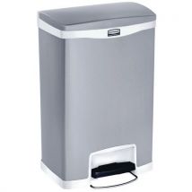 Rubbermaid Pojemnik Slim Jim Step On Front Step 50 l matowa stal nierdzewna, biały, Manutan