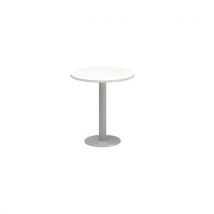 Alfa Office Stół konferencyjny okrągły Alfa 400, z szarą podstawą, 70 x 74,2 cm, kolor biały Manutan