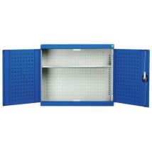 Szafki wiszące Bott Cubio z panelami perforowanymi, 1 półka, 70 x 52,5 x 32,5 cm, szaro-niebieskie Manutan