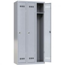 Szafa szatniowa Vinco, o konstrukcji spawanej, 3 przedziały, 300 mm, zamek obrotowy, antracyt/antracyt Manutan