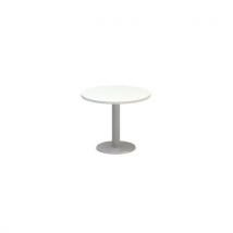 Alfa Office Okrągły stół konferencyjny Alfa 400 z szarą podstawą, 70 x 50,7 cm, wersja prosta, kolor biały Manutan