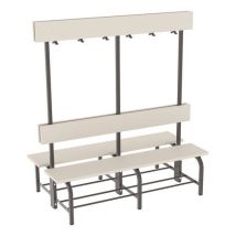 Ława Aneta ze ścianką na wieszaki, dwustronna, 150 cm, brązowa Manutan