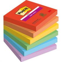 3M Karteczki samoprzylepne Post-it Super Sticky, PLAYFUL, 76x76mm, 6x90 kart., Manutan