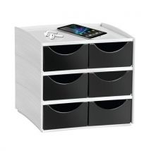 CEP Moduł przegródek MyCube mini, 6 przegródek, szary/czarny, Manutan