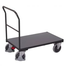 Variofit Wózek platformowy z uchwytem, do 400 kg, 97,5 x 97,5 x 50 cm, szary, Manutan